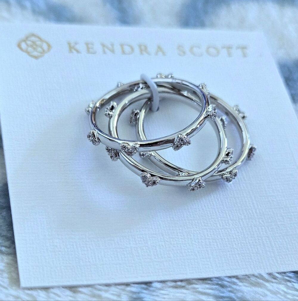 Kendra Scott "Haven" Silver🤍 Crystal Heart❤️ Rings💍 Trio3️⃣ - Picture 12 of 16